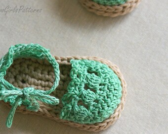 CROCHET PATTERN # 119 - Baby Girl Espadrille Sandals - Instant Download pdf - baby sandal pattern - baby shoe crochet pattern L