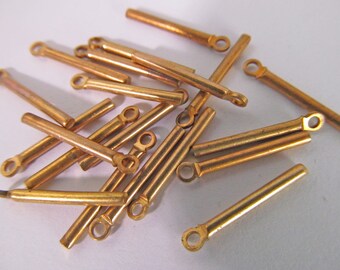 30 Vintage 17mm Skinny Brass Stick Pendants Pd325