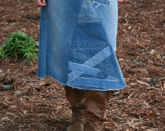 Items similar to Ladies Handmade Below Knee Jean Skirt Size 6 on Etsy