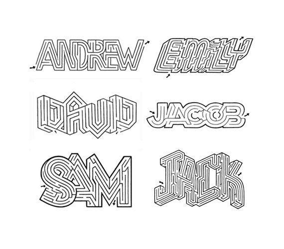 CUSTOM HandLettered Name Maze Fun Activity for All Ages