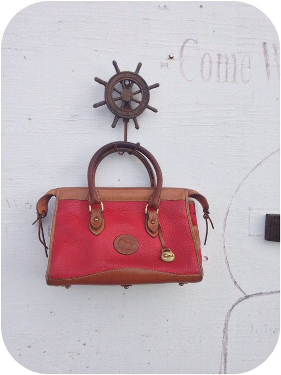 red leather dooney and bourke purse