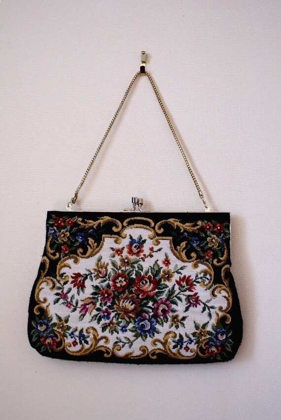 vintage tapestry bag / embroidered evening bag by TheVintageShoppy