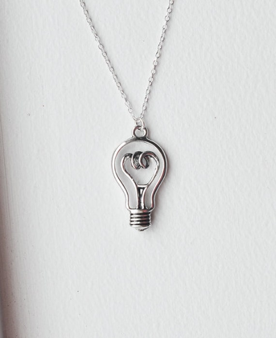 Light Bulb Necklace Earrings Bright Ideas Sterling Silver