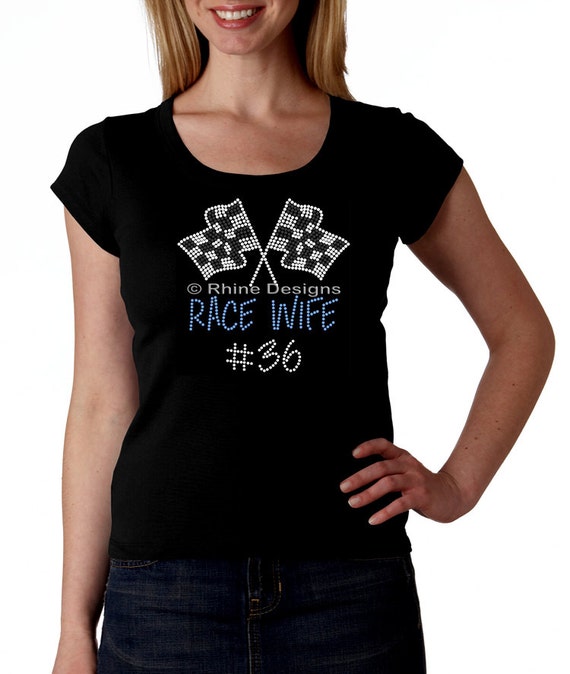 Race Wife Custom RHINESTONE T-Shirt or tank top S by RhineDesigns