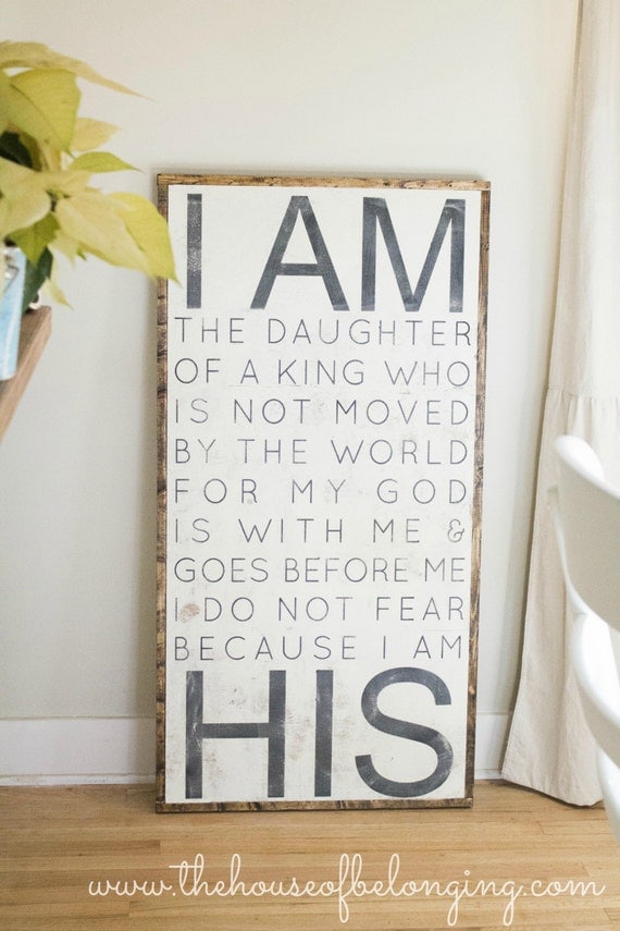 I AM HIS - 18" x 36" ( new size ) this would be so sweet a girls room. can be customized in any color too!
