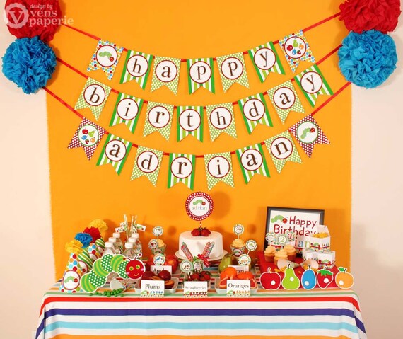The Caterpillar Birthday Party Package Personalized FULL Collection Set - PRINTABLE DIY - PS820CA1x Il_570xn