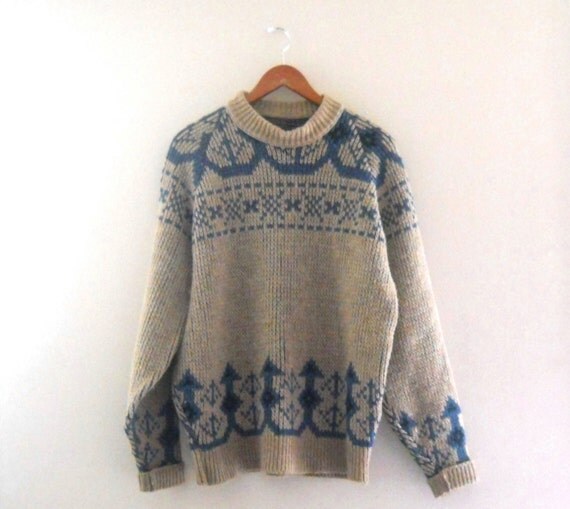 Items similar to Women Wool Sweater Rustic Sweater Tribal Aztec Sweater ...