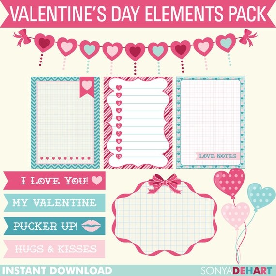 60% OFF SALE Valentines Clipart, Journal Cards, Bunting Clip Art, Clip Art Balloons, Birthday Clipart, Party Clipart, Party Clip Art Il_570xn