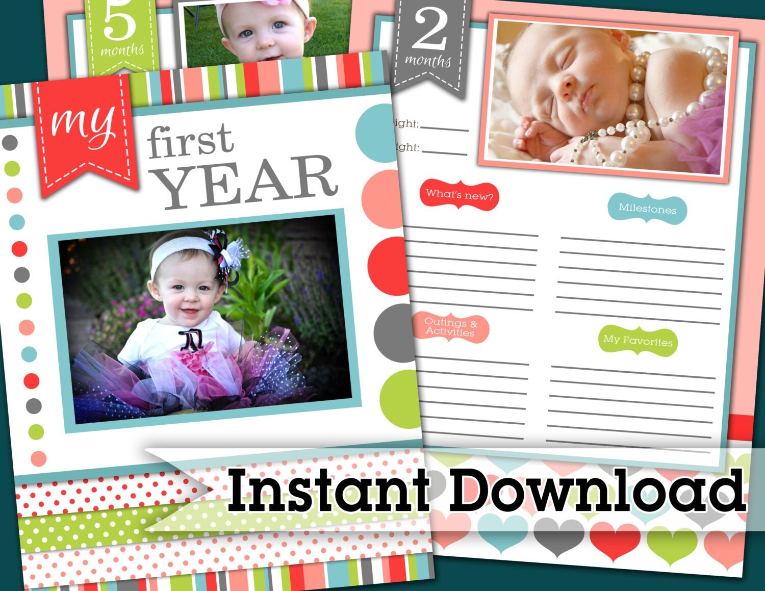 First Year Keepsake Book Baby Journal Baby Girl Memory
