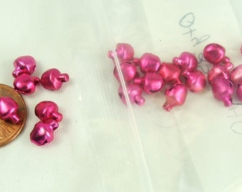 Pink Tiny Bells 25 pieces 6mm Pink Aluminum Ringing Pink bells Bell charms Jewelry craft supplies