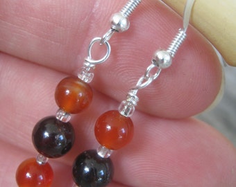 Passion Garnet & Carnelian Earrings, Passion Earrings, Courage Earrings, Red and Orange Gemstone, Root and Sacral Chakra,READY To SHIP