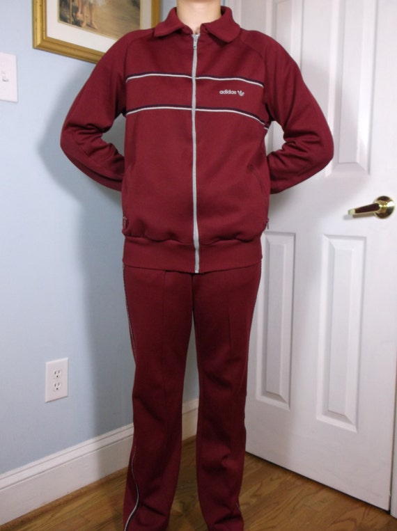 adidas tracksuit burgundy