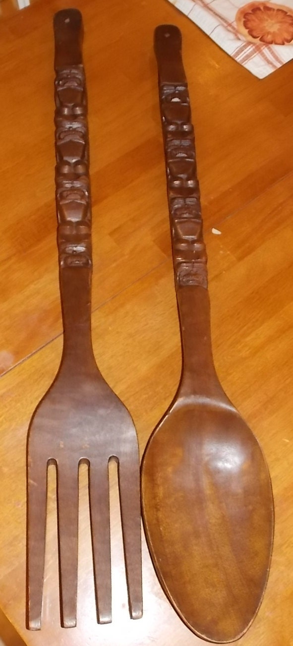 Extra Large Wooden Fork and Spoon Wall Decor by GrandpaCharlies