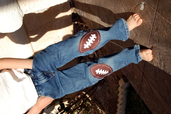 Football Applique Iron On Knee Patch For by KneeCapsByAliljoy
