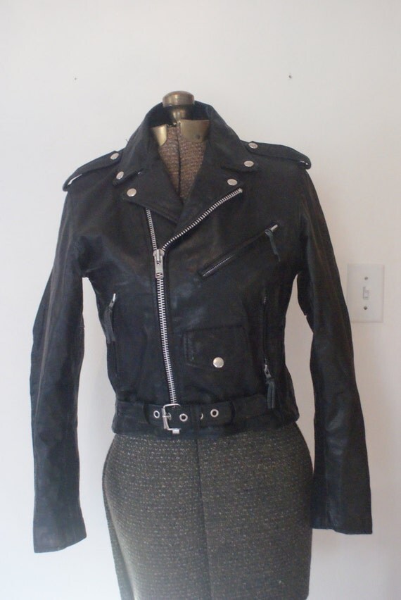 Perfect Cropped Vintage Black Leather Biker Jacket Women S Perfect Cropped Vintage Black Leather Biker Jacket Women S Xs 4 6 Boys 14