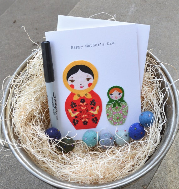 Customize your own Happy Mother's Day Card/ Matryoshka Card (Mothers Day U.K. March 10th)