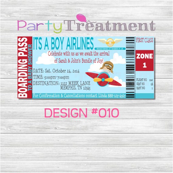 Items similar to Baby Shower Boarding Pass Invitation 010 on Etsy