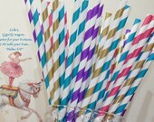 75 Carnival Gypsy Wagon Paper Straws-Circus party- School Fun Night, Bridal Shower, Girls night , Poker , Adult Cocktails- hour Il_170x135