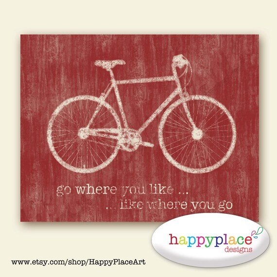Red Bicycle Wall Art for Instant Download Poster 8x10in or