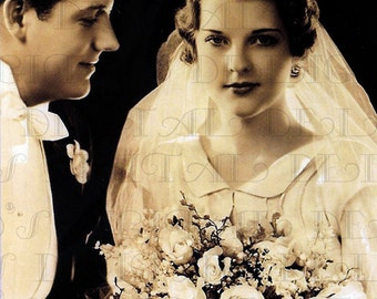 Stunning 1920s Bride Flapper Wedding VINTAGE Photograph. Art Deco Wedding. DIGITAL Download. Perfect For Invites