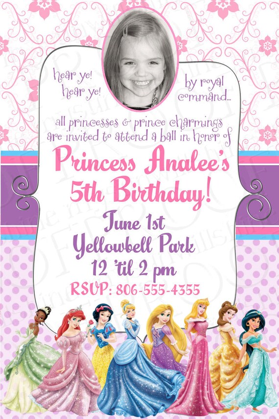 Disney Princess Birthday Invitations, Cinderella Invitation, Snow White Invitation Il_570xn