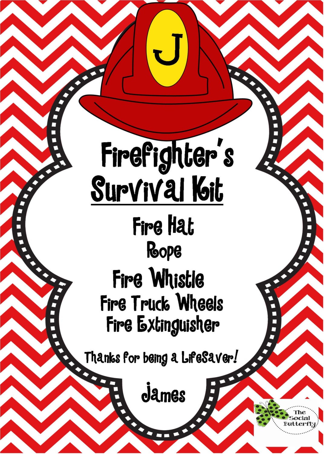 Firefighter Survival Kit Card Firefighter Party by MissEmPrints
