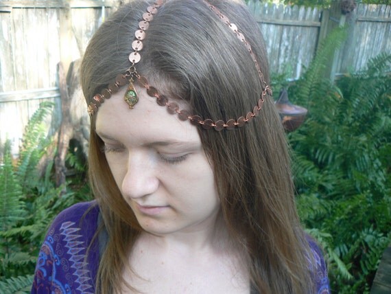 copper belly dancer head chain headdress head by gildedingypsy