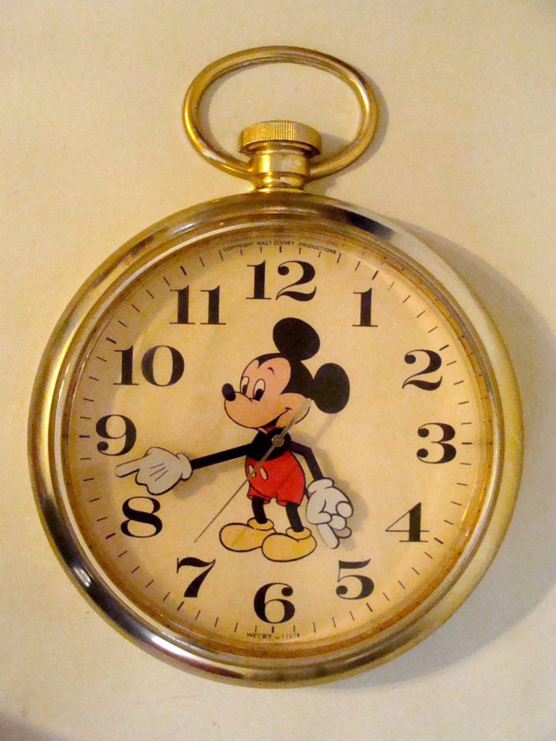 Large Vintage Disney Mickey Mouse Wall Clock All Original 2784