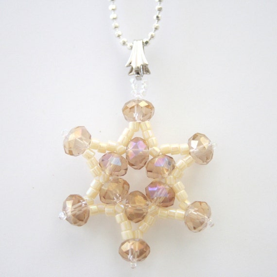 Smoky brown Czech crystal faceted and creamy yellow beads Star of David pendant. silver necklace. Jewish bridesmaid gift.