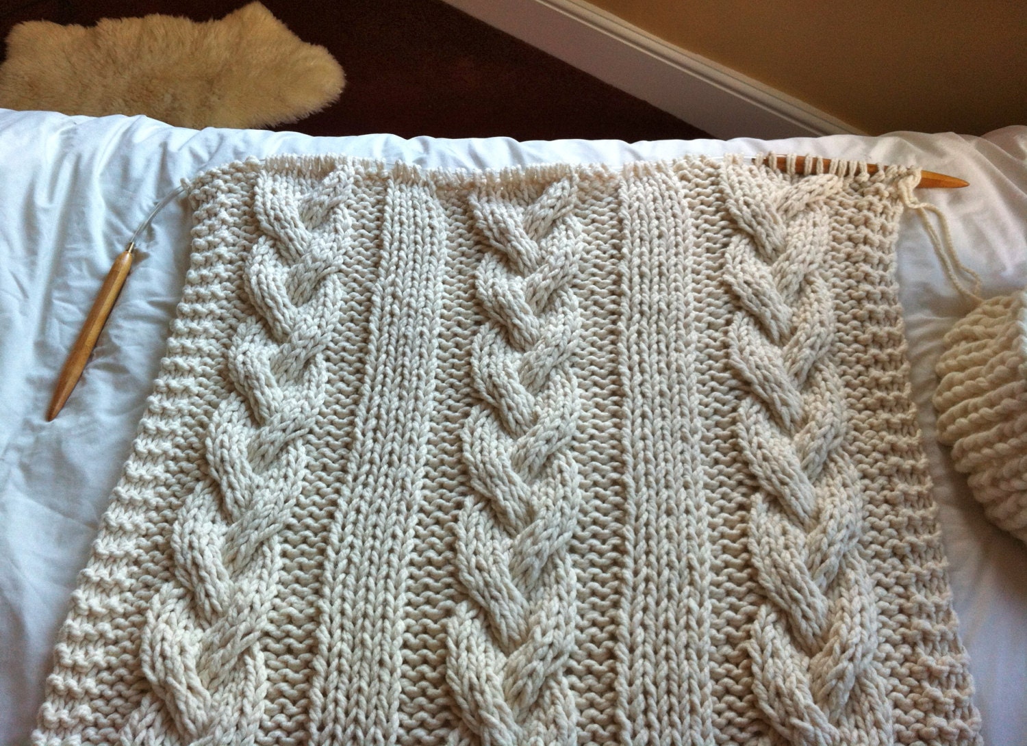 Giant Cable Knit Blanket or Throw