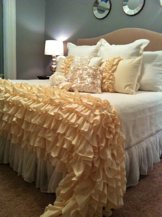 Items similar to Cream Ruffled Bedding on Etsy