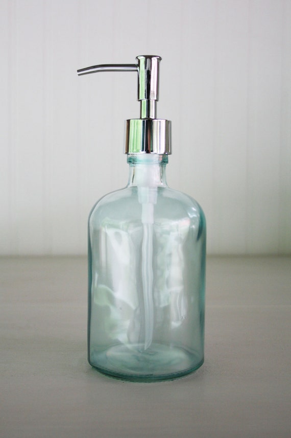 Recycled Glass Soap Dispenser Beach Sea Glass Baby Blue by