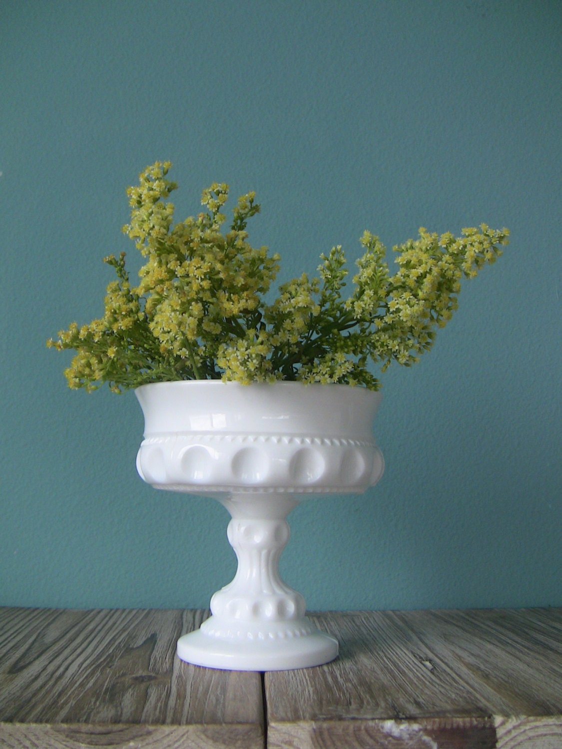 White Milk Glass Compote Pedestal Dish BowlDecorative