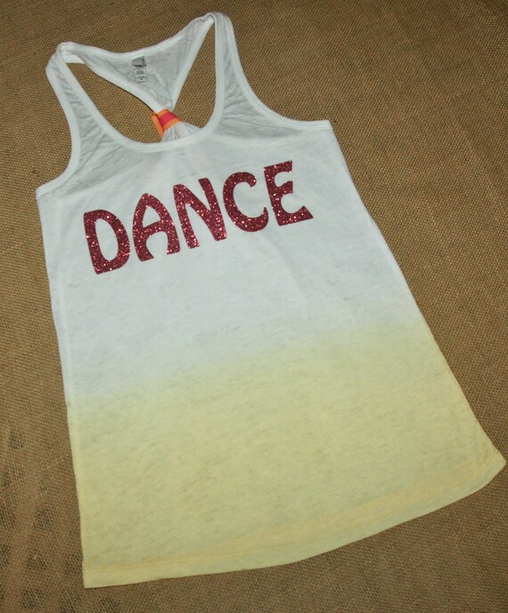 Items similar to Dance. Glitter Writing. Bow. Tank top. Racerback. Size S2XL. Burnout. Black