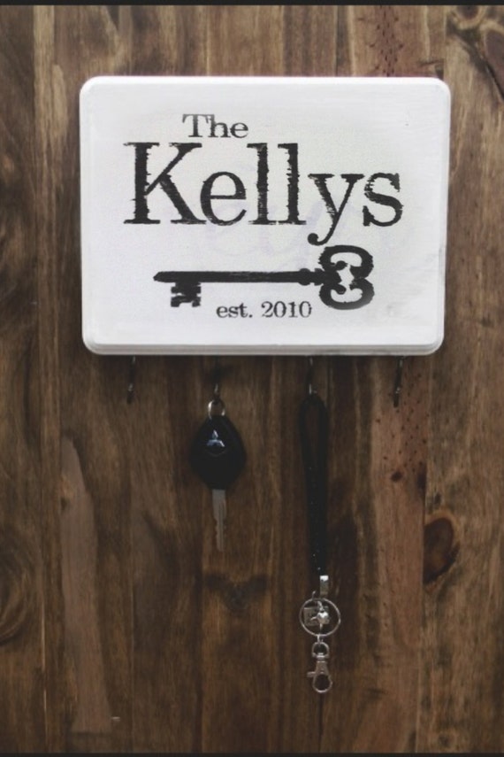 Last Name 7x9 Wooden Key Holder Wood Plaque by ParrisChicBoutique