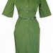Vintage 1960s Green Mad Men Style Button-Up Hourglass Wiggle Dress with belt - Union Made - Small