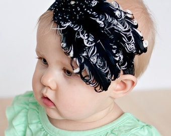 feather headband, 20's inspired headband, flapper headband, hair accessory, girls headband, baby headband