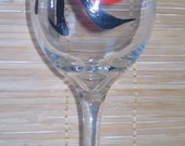 Chinese Calligraphy Wine Glass Hand Painted With the Chinese Character for Forever