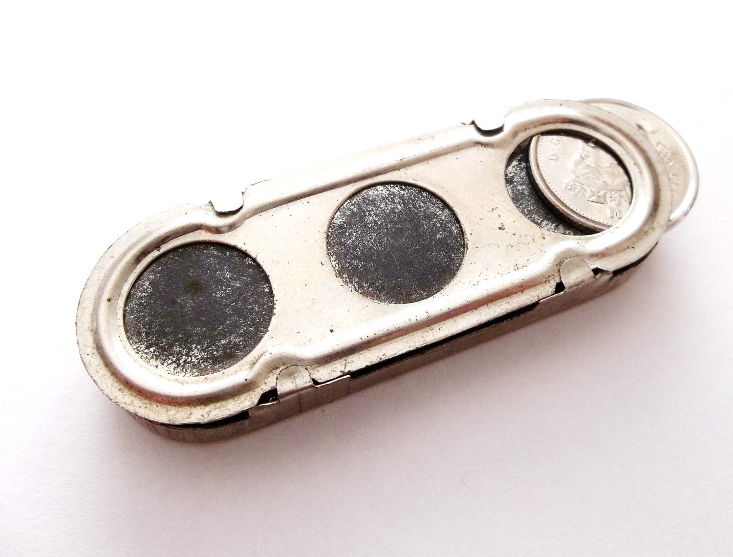 Vintage Pocket Bus Token or Coin Dispenser Metal Coin Holder