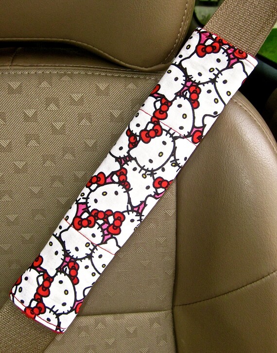 Seat Belt Cover Hello Kitty with Reversible Red Minky or
