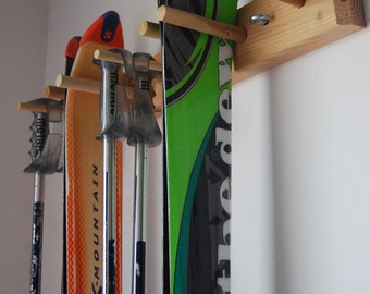 Snow Ski Storage Rack, Wall Mount, 2 Skis