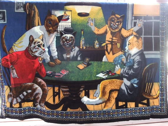 Items similar to Cats Playing Poker Turkish Felt Wall Hanging on Etsy