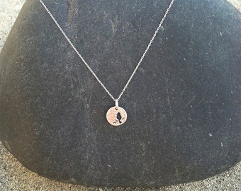 Bird Necklace, Bird Pendant, Hammered Matte Silver