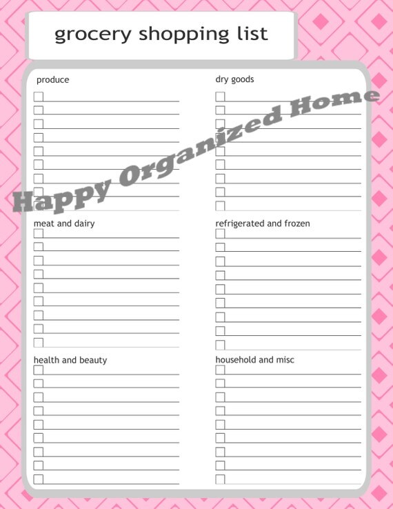 Grocery Shopping list Home Organization by HappyOrganizedHome