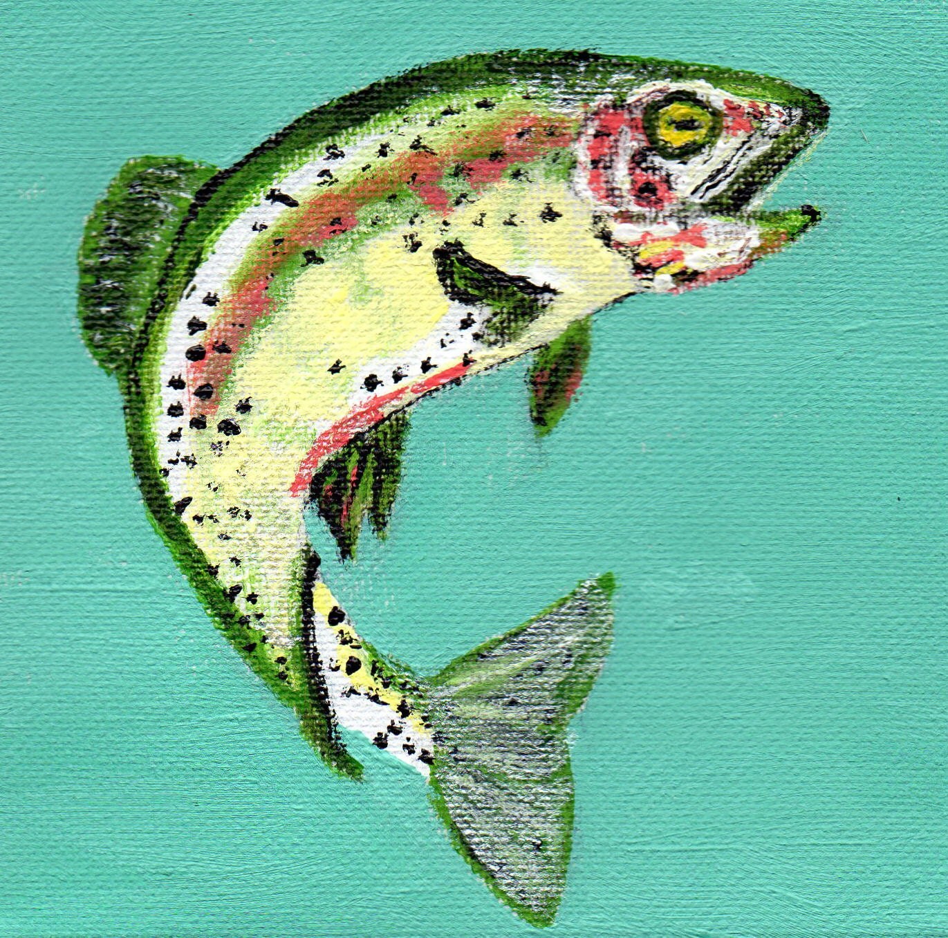 Rainbow Trout Original Acrylic Painting by DecadentAndFabulous