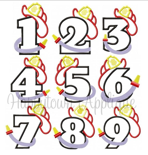 Firefighter Number Set Machine Embroidery Design