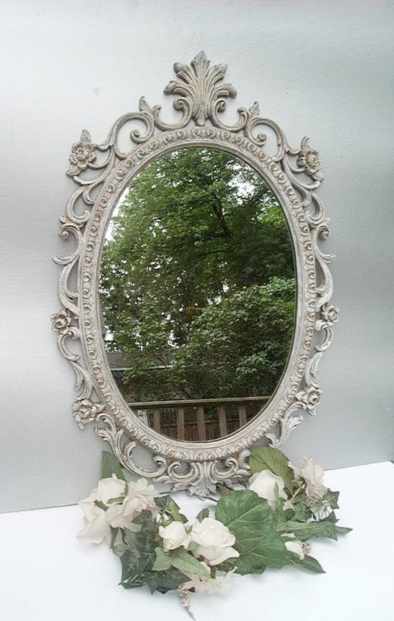 Beautiful Ornate Mirror Hand Painted Chalk Paint Syroco Frame