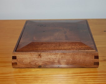 Rustic Walnut Jewelry Box with Flip Top