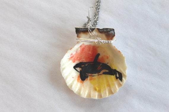 Orca Necklace - Yellow, Orange and Red Shell Necklace