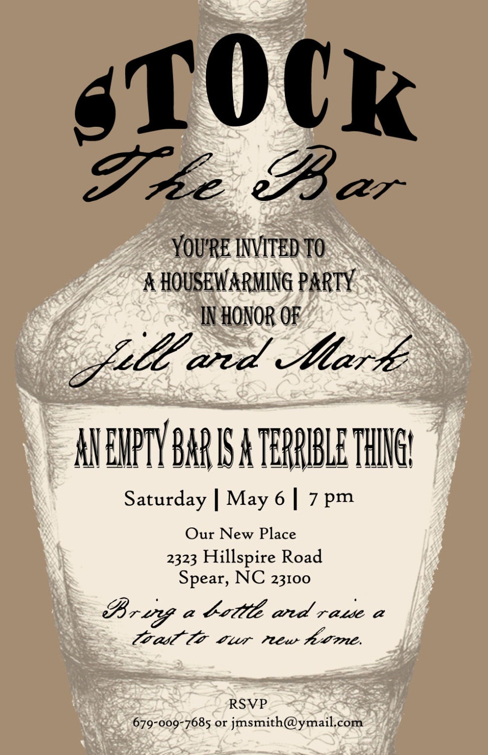 Stock The Bar Housewarming Invite Pen and Ink by ...